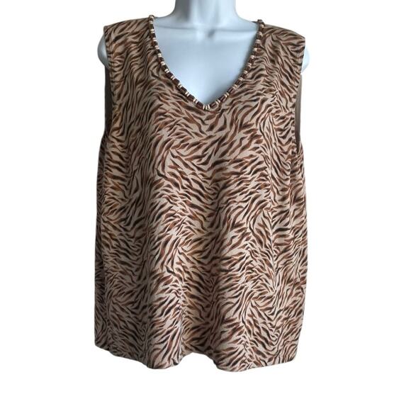 Cable & Gage Women Sweater 1X Brown Monochromatic Silk Blend‎ Layer Office Soft - Picture 1 of 10